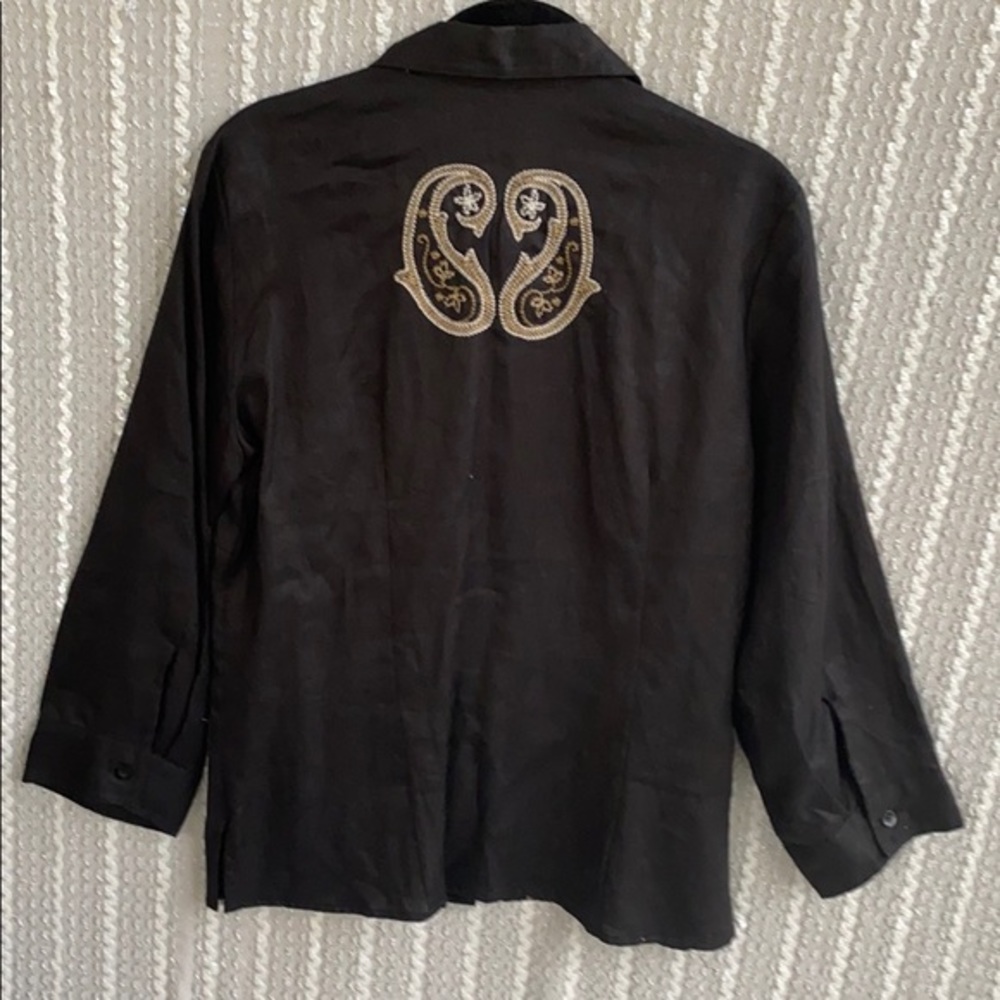 Richard Malcolm 100% Linen Embroidered Paisley Shirt - Picture 4 of 6